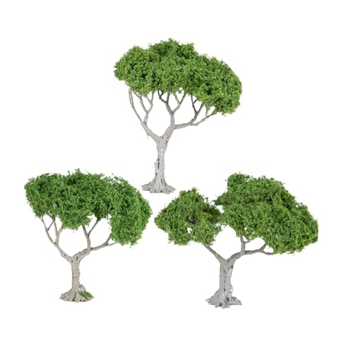 Luwecf 3-teiliges Landschafts-Miniatur-Baum-Modell, Höhe 10,12,15 cm, Eisenbahn-Grün-Landschaftsbaum, Miniatur-Baum für die Dekoration des Feengartens, Laubbaum von Luwecf