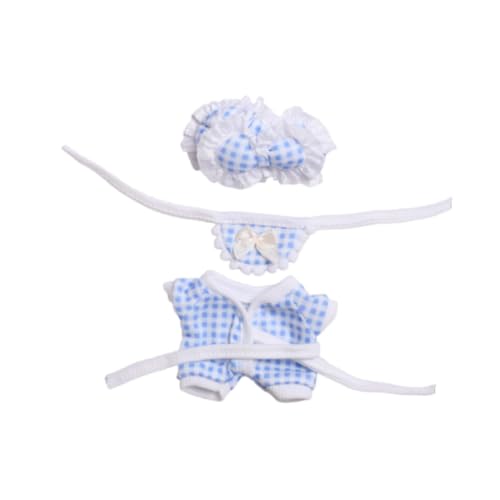 Luwecf 3-teiliges Outfit für Puppen mit Pyjama und Lätzchen-Stirnband, geeignet für 17 cm große Modelle, Blau von Luwecf