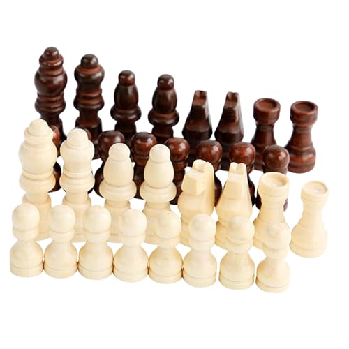 Luwecf 32x Schachfiguren aus Holz, Figurenstücke, Puzzlestücke, Spiele Schachfiguren, Schachspielfiguren für Schachbrett-Dame-Spiel, m von Luwecf