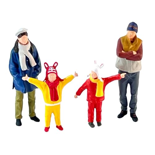 Luwecf 4 Stück 1/64 Menschen Figuren Erwachsene Kinder Figuren Modell Handbemalt von Luwecf