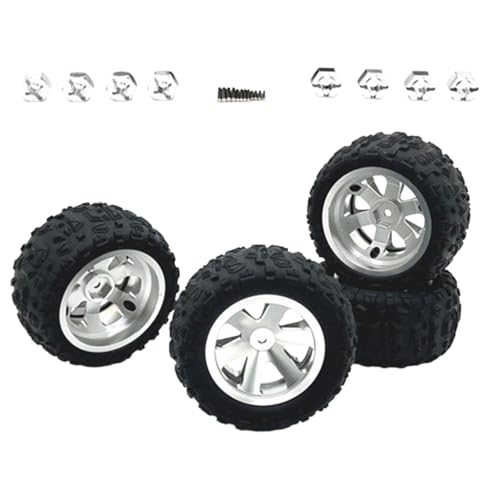 Luwecf 4 Stück RC-Autoreifen-Upgrade, Zubehör, Ersatzteil für A959 A969 H6V3 1:12 1:14 1:16 1:18 RC-Auto-Hobby, Silber von Luwecf