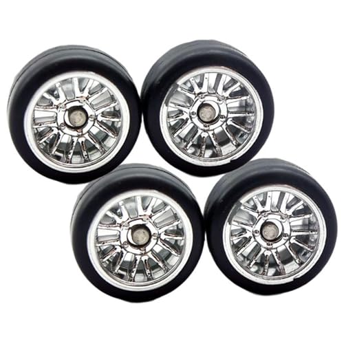 Luwecf 4 Stück RC Räder Rims Reifen Ersetzen Sie Teile Spielzeugwagen Reifenräder für 1:64 RC Hobby Car, Style B von Luwecf