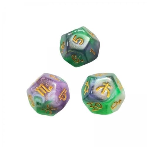 Luwecf 5x3x D12 Polyedrische Würfel Acryl Rollenspiel Würfel Unterhaltung Spielzeug Astrologie Würfel Konstellation Würfel für Party Favor von Luwecf