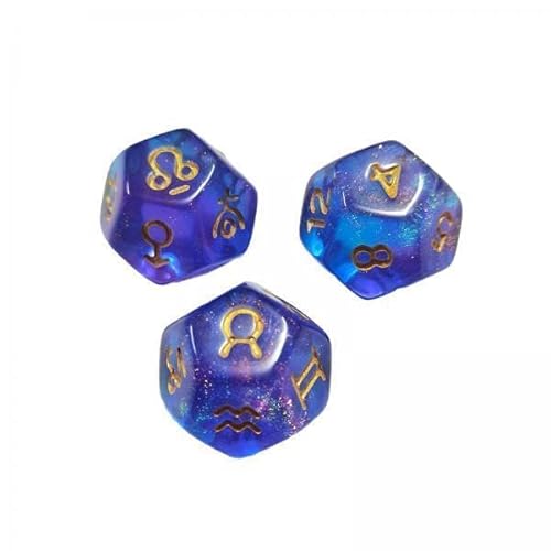 Luwecf 5x3x D12 Polyedrische Würfel Acryl Rollenspiel Würfel Unterhaltung Spielzeug Astrologie Würfel Konstellation Würfel für Party Favor von Luwecf