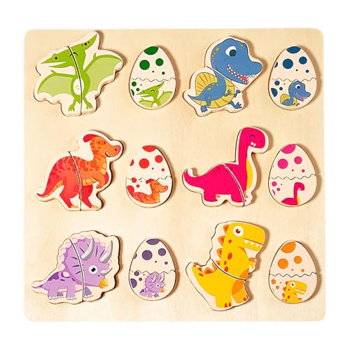 Luwecf Dinosaurier Holz Puzzle Tragbare Montessori Spielzeug für Kinder Vorschule Baby von Luwecf