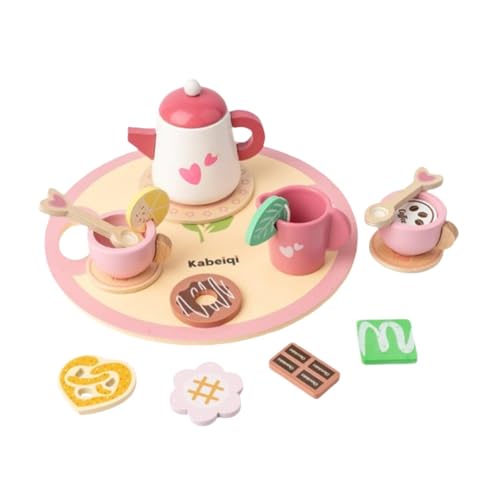 Luwecf Fantasievolles Holz Teeset für Kinder, Nachmittagstee Party Zubehör, Herz von Luwecf