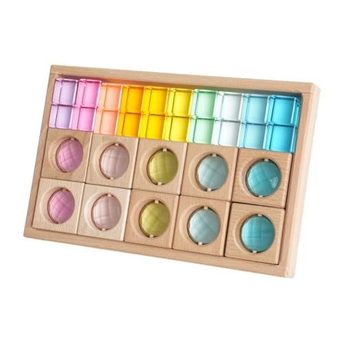 Luwecf Farbenfrohe Bauklötze für Kinder, Kreatives Stapelspielzeug aus Acrylglas, Doppelte von Luwecf