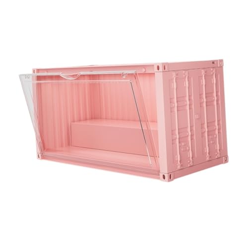 Luwecf Figuren Sammlung Vitrinen Gehäuse Container auf 2 Ebenen Klare Miniatur Figuren Vitrine Stapelbar Display Box für Kosmetik, mit Hellrosa von Luwecf