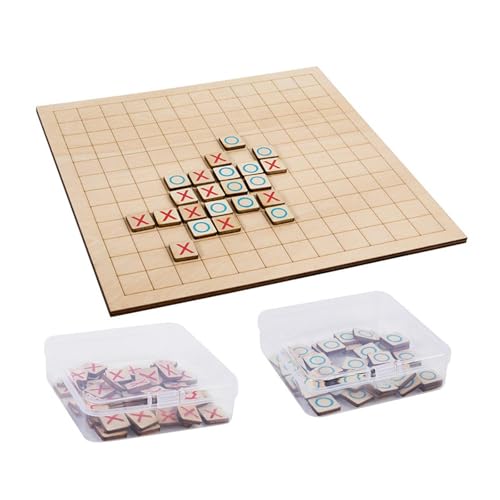 Luwecf Holz Tic TAC Toe Brettspiel Interaktives Entwicklungsspielzeug XO Tischspielzeug Lernspielzeug, Tic Tac Toe von Luwecf