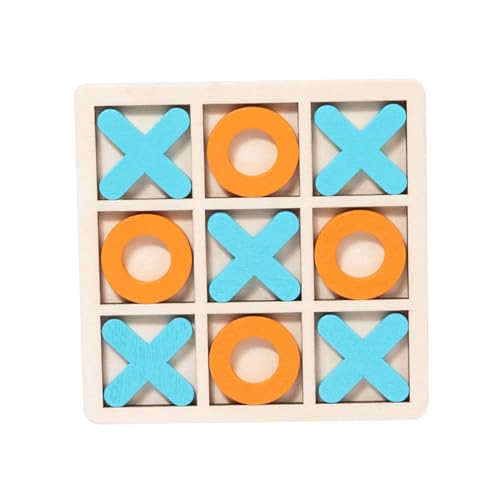 Luwecf Holz Tic TAC Toe Spielbrett Klassisches Familienspiel für Unterhaltung, hellblau orange von Luwecf