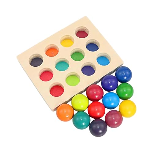 Luwecf Holzkugeln in 12 Farben mit Tablett für, kognitives Pairing, interaktiver Spaß, Früherziehung, hölzernes Regenbogen-Sortierbrett Luwecf Holzkugeln in 12 Farben mit Tablett für, kognitives Pairing, interaktiver Spaß, Früherziehung, hölzernes Regenbogen-Sortierbrett von Luwecf