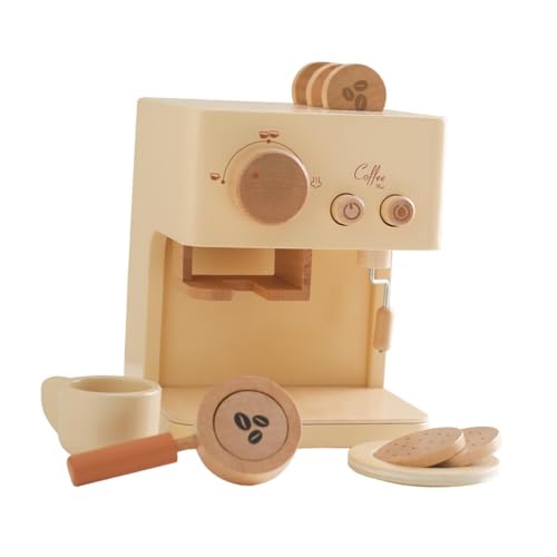 Luwecf Kaffeemaschine Aus Holz, Spielküchenzubehör für Mädchen Und Jungen, Küchengeschenk von Luwecf