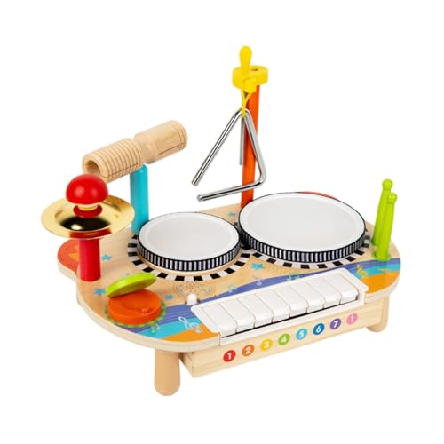 Luwecf Kids Drum Set Hölzerne Percussion für Alter 3 4 5 6 Jahre Alte Kleinkinder Jungen Mädchen von Luwecf