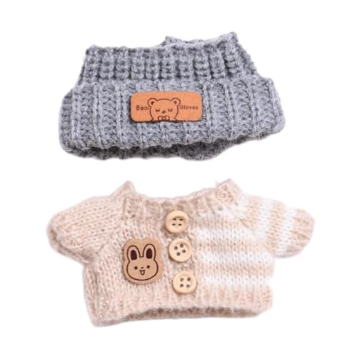 Luwecf Kleidung für Puppen, Outfit für kleine Figuren, Pullover und Kopfbedeckung, Zubehör für kreative Bastelprojekte , Braun von Luwecf