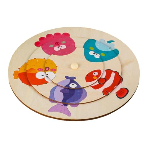 Luwecf Lernspielzeug aus Holz mit Tiermotiven für Kinder zwischen 3 und 5 Jahren, Meerestier von Luwecf