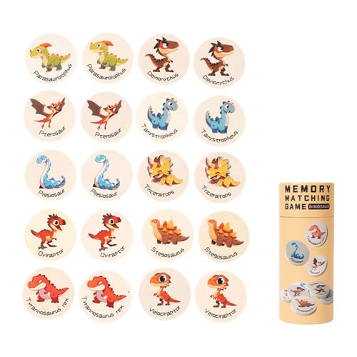 Luwecf Memory Spiel Gedächtnisspiel Lernspielzeug Zuordnungsspiel Aus Holz mit Niedlichen Motiven Zur Förderung Der Kognitiven Fähigkeiten für Kinder Ab 3 J, Dinosaurier-Muster Luwecf Memory Spiel Gedächtnisspiel Lernspielzeug Zuordnungsspiel Aus Holz mit Niedlichen Motiven Zur Förderung Der Kognitiven Fähigkeiten für Kinder Ab 3 J, Dinosaurier-Muster von Luwecf