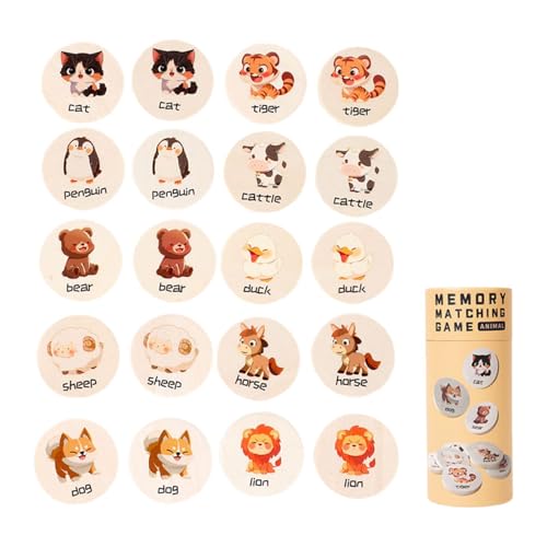 Luwecf Memory Spiel Gedächtnisspiel Lernspielzeug Zuordnungsspiel Aus Holz mit Niedlichen Motiven Zur Förderung Der Kognitiven Fähigkeiten für Kinder Ab 3 J, Tiermuster Luwecf Memory Spiel Gedächtnisspiel Lernspielzeug Zuordnungsspiel Aus Holz mit Niedlichen Motiven Zur Förderung Der Kognitiven Fähigkeiten für Kinder Ab 3 J, Tiermuster von Luwecf