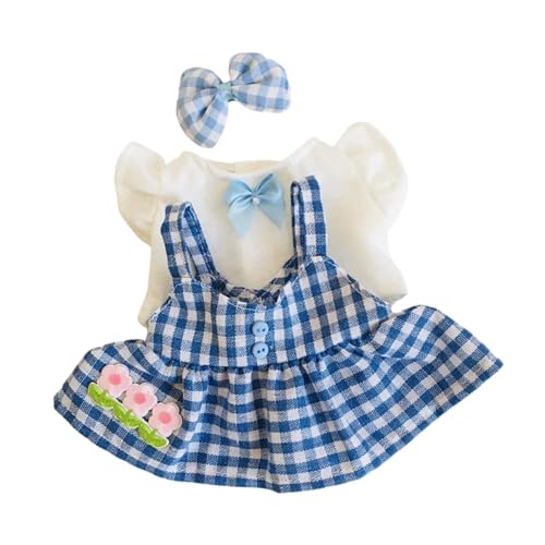 Luwecf Miniatur Puppenkleidung Set für 20 cm Plüschpuppen Kleine Mädchen, Blau von Luwecf