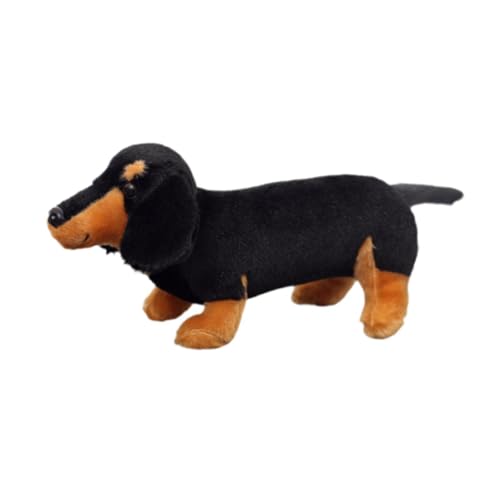 Luwecf Niedlicher ausgestopfter Plüschhund, Kuscheltiere, Hundeplüschtier, Umarmungsspielzeug für Jungen und Mädchen, Schwarz Braun, 30cm von Luwecf