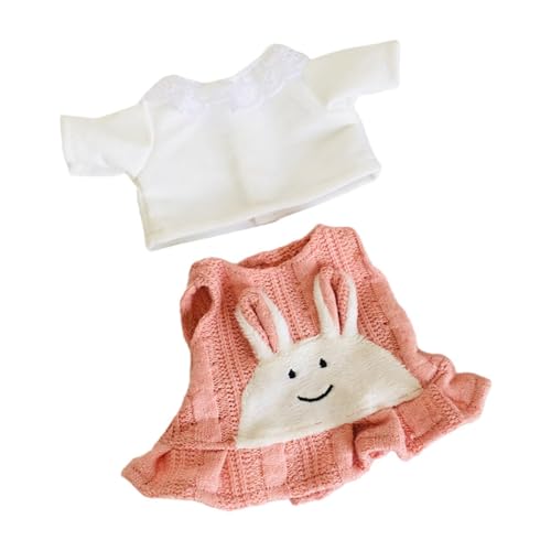 Luwecf Oberteil und Kleid für Plüschpuppen, Ankleide-Set zum Selbermachen für Kinder, rosa Kleid von Luwecf