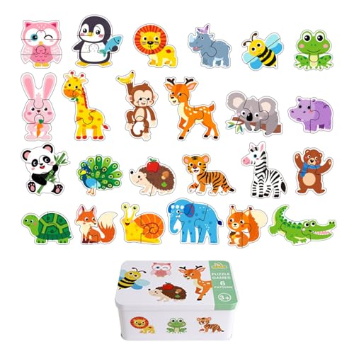 Luwecf Passende Cartoon-Puzzles für Jungen und Mädchen, frühes Lernen, tragbare, kompakte Bausteine, pädagogische Aktivität, Eisenbox, Waldtiere Luwecf Passende Cartoon-Puzzles für Jungen und Mädchen, frühes Lernen, tragbare, kompakte Bausteine, pädagogische Aktivität, Eisenbox, Waldtiere von Luwecf