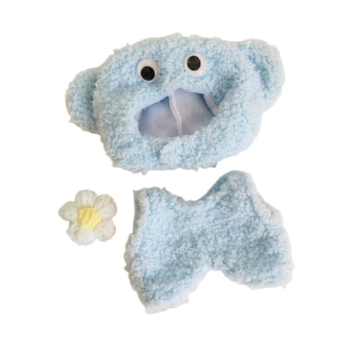 Luwecf Plüschpuppen Outfit für Kreative Kinder, DIY Kostüm mit Kapuze, 17 cm, Blau Und Haarnadel von Luwecf