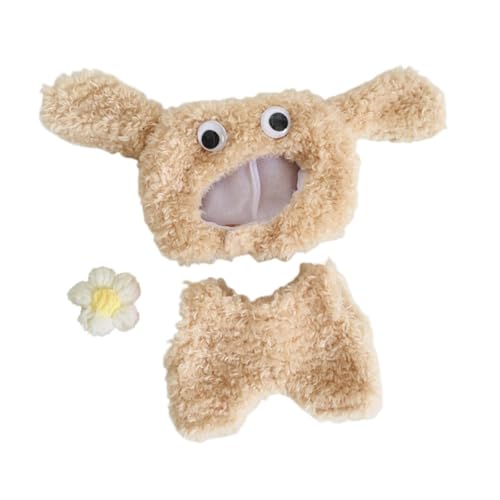 Luwecf Plüschpuppen Outfit für Kreative Kinder, DIY Kostüm mit Kapuze, 17 cm, Braun Und Haarnadel von Luwecf