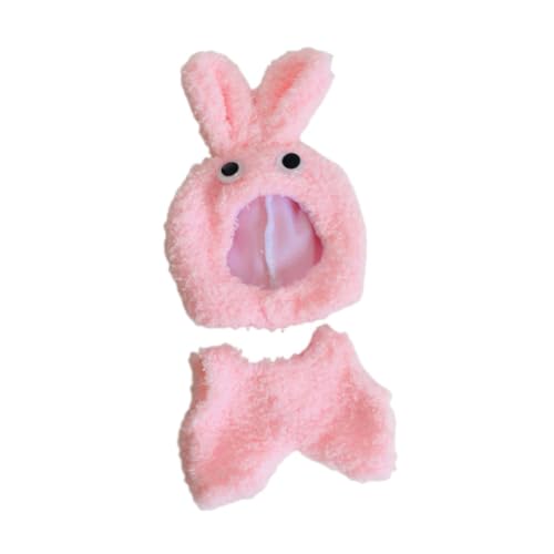 Luwecf Plüschpuppen Outfit für Kreative Kinder, DIY Kostüm mit Kapuze, 17 cm, Rosa Kaninchen von Luwecf