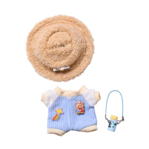 Luwecf Plüschpuppenkleidung 15–17 cm, Outfit mit Wasserkocher und Zubehör, Blau mit Hut von Luwecf