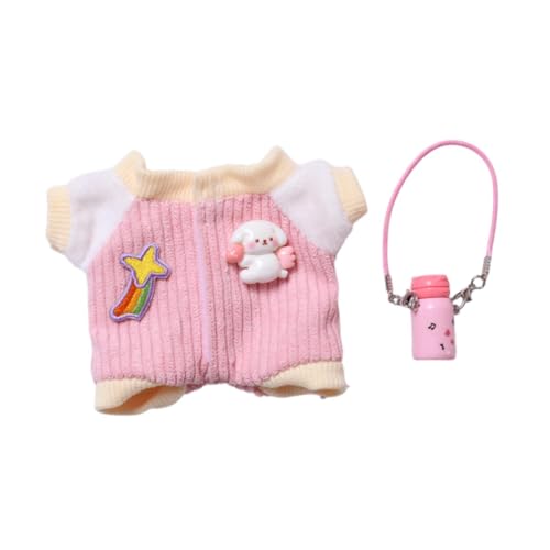 Luwecf Plüschpuppenkleidung 15–17 cm, Outfit mit Wasserkocher und Zubehör, Rosa von Luwecf