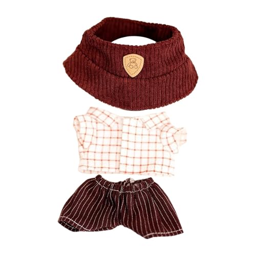 Luwecf Plüschpuppenmütze mit T-Shirt und Hose, Kostümzubehör für 15 cm/17 cm Puppen, Style A von Luwecf