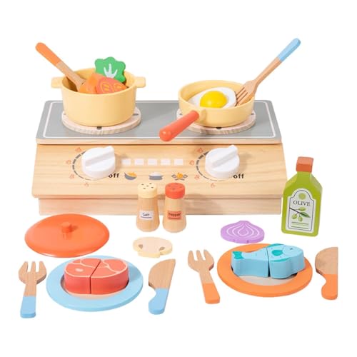 Luwecf Pretend Play Küche Set Kinder Holz Spielset Mini Herd Wiederverwendbare Kochgeschirr Luwecf Pretend Play Küche Set Kinder Holz Spielset Mini Herd Wiederverwendbare Kochgeschirr von Luwecf