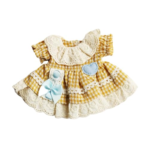 Luwecf Puppenkleid für Plüschtiere, Ankleide-Set, DIY-Kostüme für 4,72 Zoll Puppen, Gelbes Gitter von Luwecf