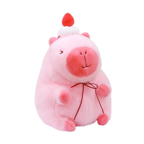 Luwecf Rosa Capybara-Plüschtier, Capybara, Stofftier, Auto-Dekoration für Jungen und Mädchen, Oberteil mit Torte 23cm von Luwecf