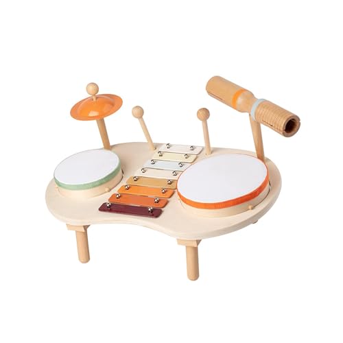 Luwecf Schlagspielzeug, Holzxylophon, Musikspielzeug, multifunktionales Holz-Kindertrommelset, Baby-Musikspielzeug für Kinder im Alter von 3 4 5 6 Jahren von Luwecf