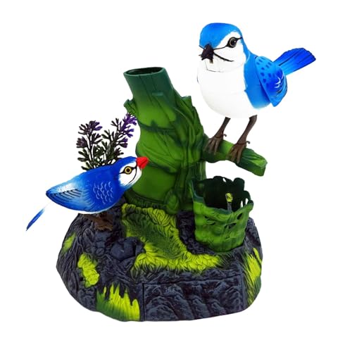 Luwecf Sprechen Papageien Home Office Desk Decoration Sound Aktiviert Chirping Bird, 2 Blaue Vögel von Luwecf