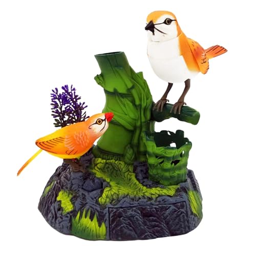 Luwecf Sprechen Papageien Home Office Desk Decoration Sound Aktiviert Chirping Bird, 2 Orangefarbene Vögel von Luwecf