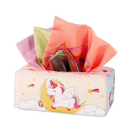 Luwecf Taschentuchbox für Säuglinge Und 3 Sensorische Klangtücher für Kinder Im Alter von 6 bis 12 Monaten von Luwecf