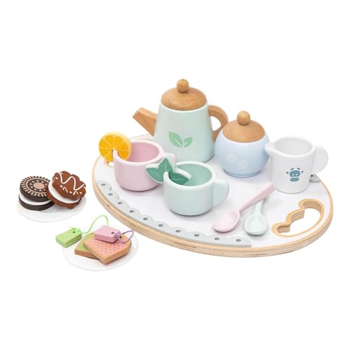 Luwecf Teeservice aus Holz für kleine Mädchen, Kaffee-/Nachmittagstee-Spielzeug aus Holz, Teeservice für Kleinkinder von Luwecf