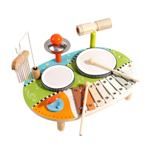 Luwecf Trommel-Xylophon-Spielzeug, Kinder-Schlagzeug-Sets, Holz-Percussion-Spielzeug, Instrumenten-Spielzeug-Set für Kinder im Alter von 3 4 5 6 Jahren von Luwecf