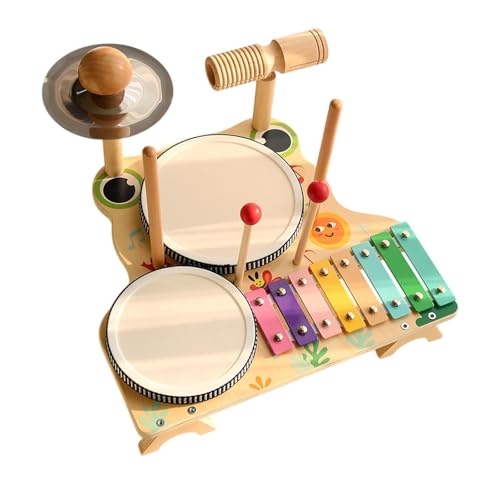 Luwecf Xylophon-Schlagzeug-Set, Musikbausätze aus Holz, Musikinstrumentenspielzeug, sensorisches Lernspielzeug für Jungen und Mädchen im Alter von 3 4 5 6 von Luwecf