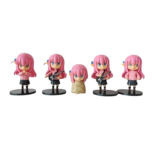 Luxetoys 5 Stück Gotō Hitori Anime Figuren Bocchi der Rock Charakterfigur mit Beweglichkeit 10cm und PVC Modell Statuen zur Dekoration von Luxetoys