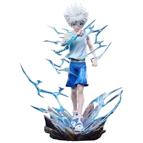 Luxetoys Anime Killua Zaoldyeck Figur Manga Charakter Actionfigur Coole Szene Modell Design Modell Stehposition Statue Ornamente mit Zubehör Desktop Dekoration Geschenk für Anime Fans von Luxetoys