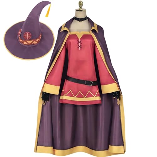 Luxetoys Aqua und Megumin Anime Kostüm Charakter Cosplay Outfit mit Kleidungszubehör Kostümspiel für Rollenspiel und Geschenk (S, Megumin) von Luxetoys