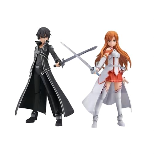 Luxetoys Kirito und Asuna Anime Figuren Charakterfigur mit beweglichen und montierbaren 13 cm Modellstatuen zur Dekoration (2 Stück) von Luxetoys