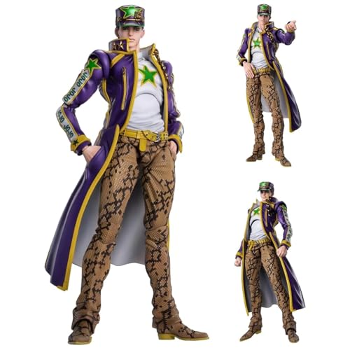 Luxetoys Kujo Jotaro Anime Figur Manga Charakter Actionfigur Bewegliches Gelenk Austauschbare Teile Statue PVC Modell Ornamente mit Zubehör Desktop Dekoration Geschenk für Fans von Luxetoys