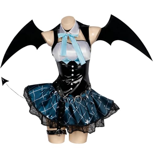 Luxetoys Miku Anime Kostüm Spielsuit Teufelscharakter Cosplay Outfit mit Kleidungszubehör Flügeln und Schwanz Polyester-Gewebe für Frauen und Halloween (Kostüm, S) von Luxetoys