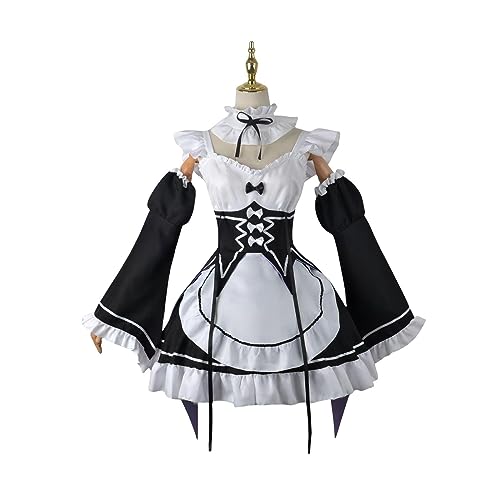 Luxetoys REM und RAM Anime Cosplay Kostüm Charakterkleidung Anzug Dienstmädchenuniform mit Perücken für Frauen und Anime Expo (S) von Luxetoys