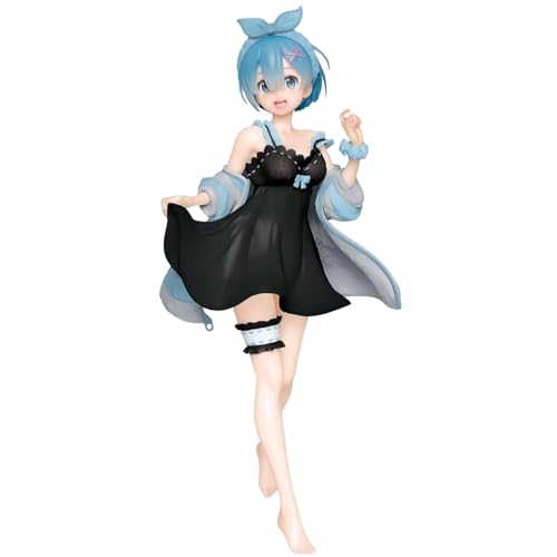 Luxetoys Rem Anime Figuren Remu Charakterfigur mit Schwarzem Mini-Kleid in Stehender Position 18 cm Modellstatue Geschenk und Dekoration von Luxetoys