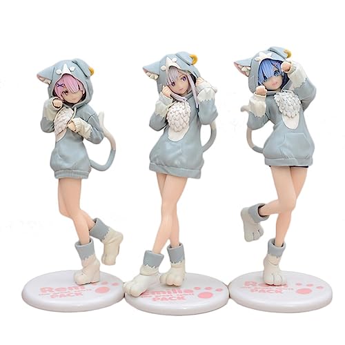 Luxetoys Rem Ram und Emilia Puck Bild Anime Figur Charakter 21 cm und PVC-Modell Spielzeug Dekoration Möbel für Display und Geschenk (3 Stück) von Luxetoys